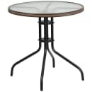 Flash Furniture TLH-087RD-037BN2-GG 28" Round Patio Table & (2) Brown Rattan Arm Chair Set - Glass Top, Black Metal Base thumbnail 3