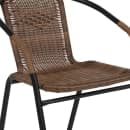 Flash Furniture TLH-087RD-037BN2-GG 28" Round Patio Table & (2) Brown Rattan Arm Chair Set - Glass Top, Black Metal Base thumbnail 8