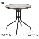 Flash Furniture TLH-087RD-037BN4-GG 28" Round Patio Table & (4) Brown Rattan Arm Chair Set - Glass Top, Black Metal Base thumbnail 2