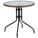 Flash Furniture TLH-087RD-037BN4-GG 28" Round Patio Table & (4) Brown Rattan Arm Chair Set - Glass Top, Black Metal Base thumbnail 3