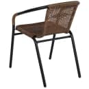 Flash Furniture TLH-087RD-037BN4-GG 28" Round Patio Table & (4) Brown Rattan Arm Chair Set - Glass Top, Black Metal Base thumbnail 5