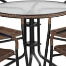 Flash Furniture TLH-087RD-037BN4-GG 28" Round Patio Table & (4) Brown Rattan Arm Chair Set - Glass Top, Black Metal Base thumbnail 7