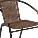Flash Furniture TLH-087RD-037BN4-GG 28" Round Patio Table & (4) Brown Rattan Arm Chair Set - Glass Top, Black Metal Base thumbnail 8