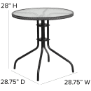 Flash Furniture TLH-087RD-037GY2-GG 28" Round Patio Table & (2) Gray Rattan Arm Chair Set - Glass Top, Black Metal Base thumbnail 2
