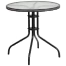 Flash Furniture TLH-087RD-037GY2-GG 28" Round Patio Table & (2) Gray Rattan Arm Chair Set - Glass Top, Black Metal Base thumbnail 3