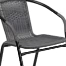 Flash Furniture TLH-087RD-037GY2-GG 28" Round Patio Table & (2) Gray Rattan Arm Chair Set - Glass Top, Black Metal Base thumbnail 8