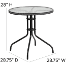 Flash Furniture TLH-087RD-037GY4-GG 28" Round Patio Table & (4) Gray Rattan Arm Chair Set - Glass Top, Black Metal Base thumbnail 2