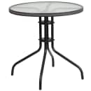 Flash Furniture TLH-087RD-037GY4-GG 28" Round Patio Table & (4) Gray Rattan Arm Chair Set - Glass Top, Black Metal Base thumbnail 3