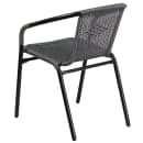 Flash Furniture TLH-087RD-037GY4-GG 28" Round Patio Table & (4) Gray Rattan Arm Chair Set - Glass Top, Black Metal Base thumbnail 5