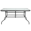 Flash Furniture TLH-089-GG Rectangular Patio Table w/ Glass Top & Umbrella Hole - Metal Base, Black thumbnail 3
