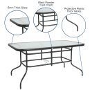 Flash Furniture TLH-089-GG Rectangular Patio Table w/ Glass Top & Umbrella Hole - Metal Base, Black thumbnail 6