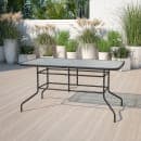 Flash Furniture TLH-089-GG Rectangular Patio Table w/ Glass Top & Umbrella Hole - Metal Base, Black thumbnail 9