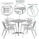 Flash Furniture TLH-ALUM-28SQ-017BCHR4-GG 27 1/2" Square Patio Table & (4) Arm Chair Set - Stainless Steel Top, Aluminum Base thumbnail 4