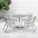 Flash Furniture TLH-ALUM-28SQ-017BCHR4-GG 27 1/2" Square Patio Table & (4) Arm Chair Set - Stainless Steel Top, Aluminum Base thumbnail 7