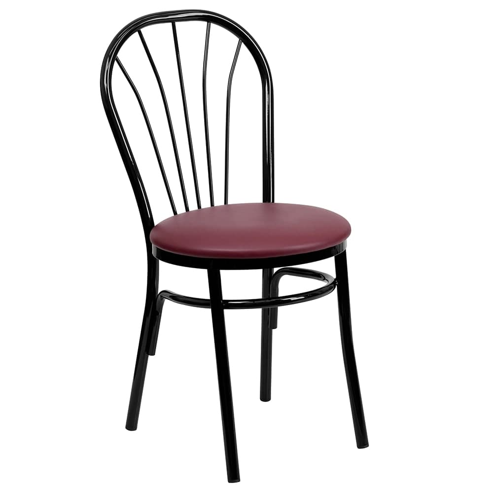 Flash Furniture XU-698B-BGV-GG Chair w/ Fan Back & Burgundy Vinyl Seat - Steel Frame, Black