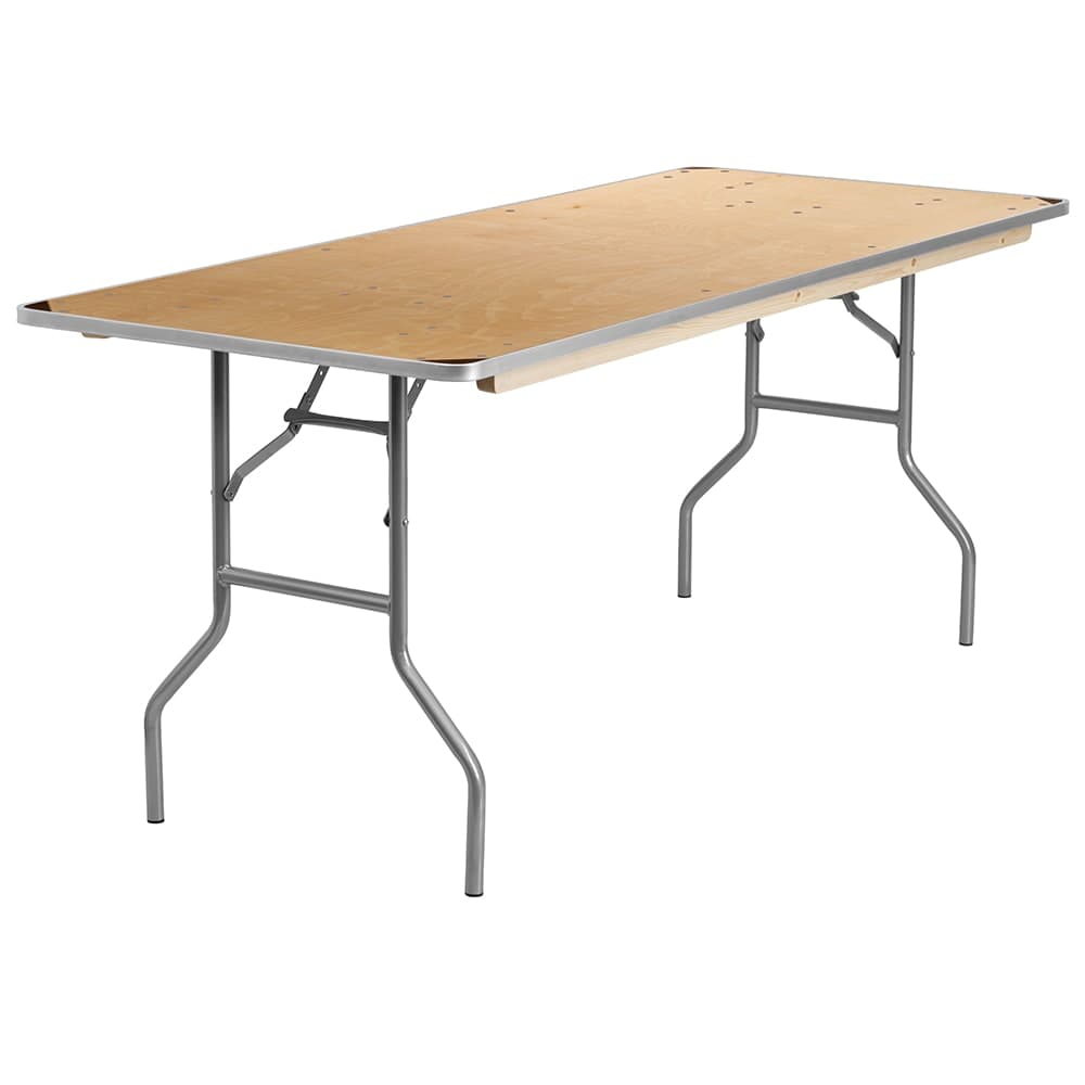 Flash Furniture XA-3072-BIRCH-M-GG Rectangular Folding Banquet Table w/ Birchwood Top - 72"W x 30"D x 30"H