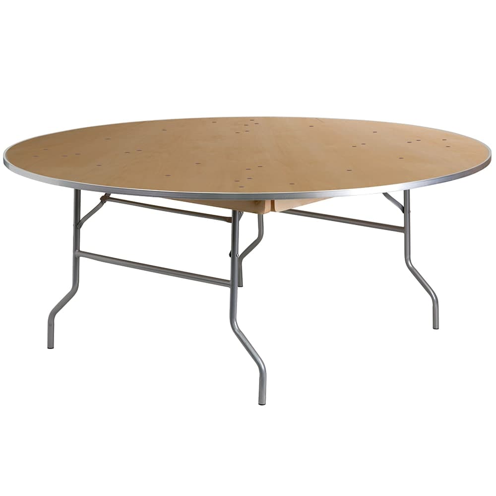 Flash Furniture XA-72-BIRCH-M-GG 72" Round Folding Banquet Table w/ Birchwood Top, 30"H