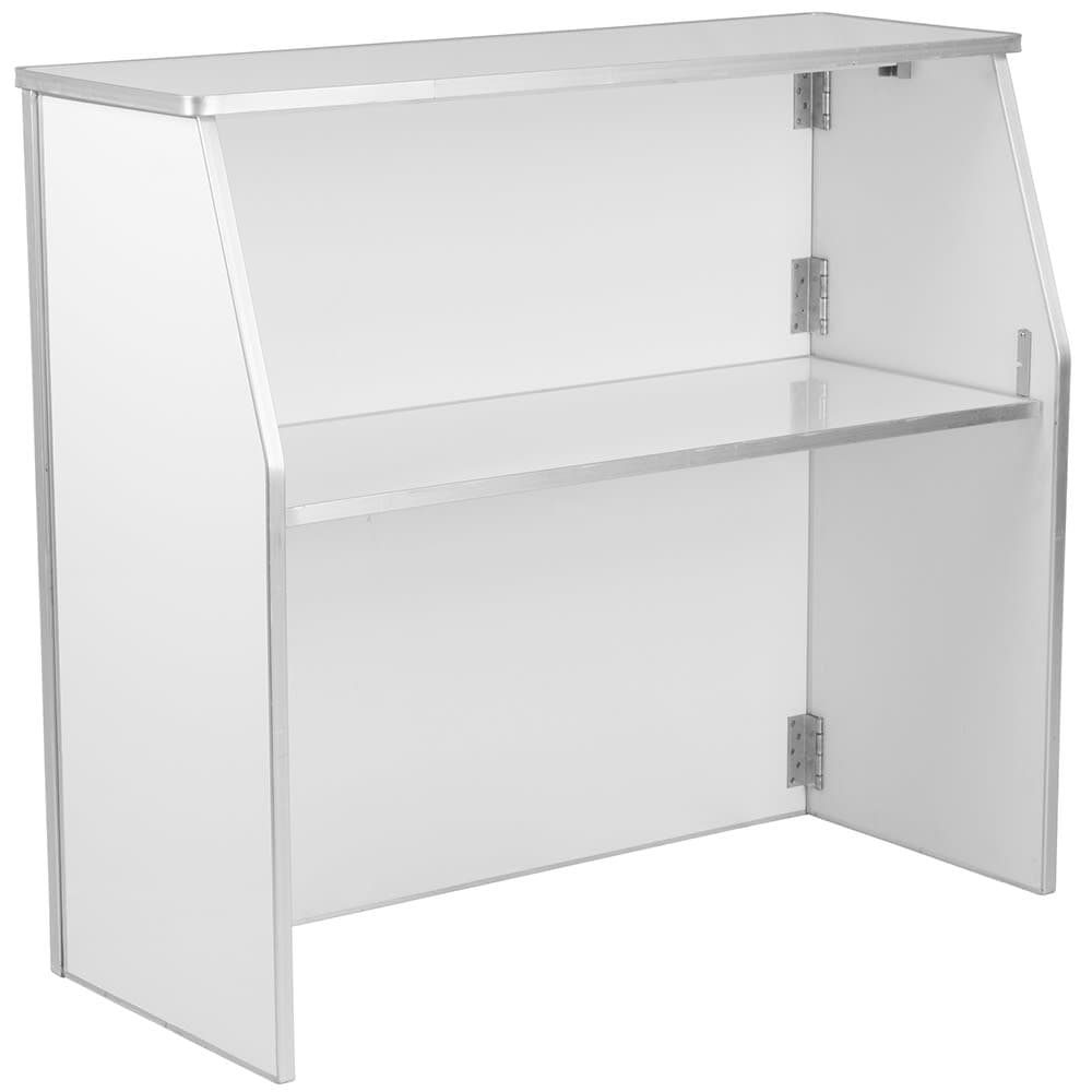 Flash Furniture XA-BAR-48-WH-GG 47 3/4" Folding Portable Bar - Removable Aluminum Top, White Laminate Front