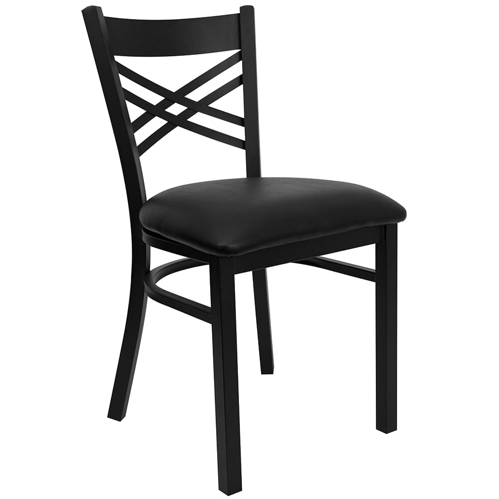 Flash Furniture XU-6FOBXBK-BLKV-GG Restaurant Chair w/ Cross Back & Black Vinyl Seat - Steel Frame, Black