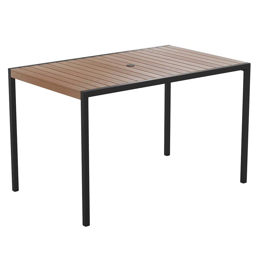 Flash Furniture XU-DG-UH3048-GG Rectangular Patio Table - 30" x 48", Poly Resin, Faux Teak