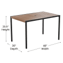 Flash Furniture XU-DG-UH3048-GG Rectangular Patio Table - 30" x 48", Poly Resin, Faux Teak thumbnail 2