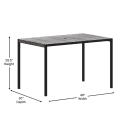 Flash Furniture XU-DG-UH3048-GY-GG Rectangular Outdoor Dining Table w/ Umbrella Holder - Steel, Gray thumbnail 2
