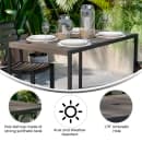 Flash Furniture XU-DG-UH3048-GY-GG Rectangular Outdoor Dining Table w/ Umbrella Holder - Steel, Gray thumbnail 4