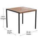 Flash Furniture XU-DG-UH8100-GG 35 1/4" Square Patio Table w/ Faux Teak Top - 29 1/2"H, Black Steel Base thumbnail 2