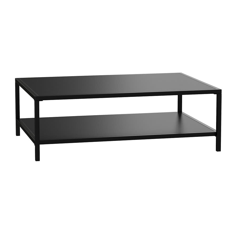 Flash Furniture XU-T6R60USO-2T-BK-GG Rectangular Patio Coffee Table w/ Storage Shelf - 45" x 32", Steel, Black