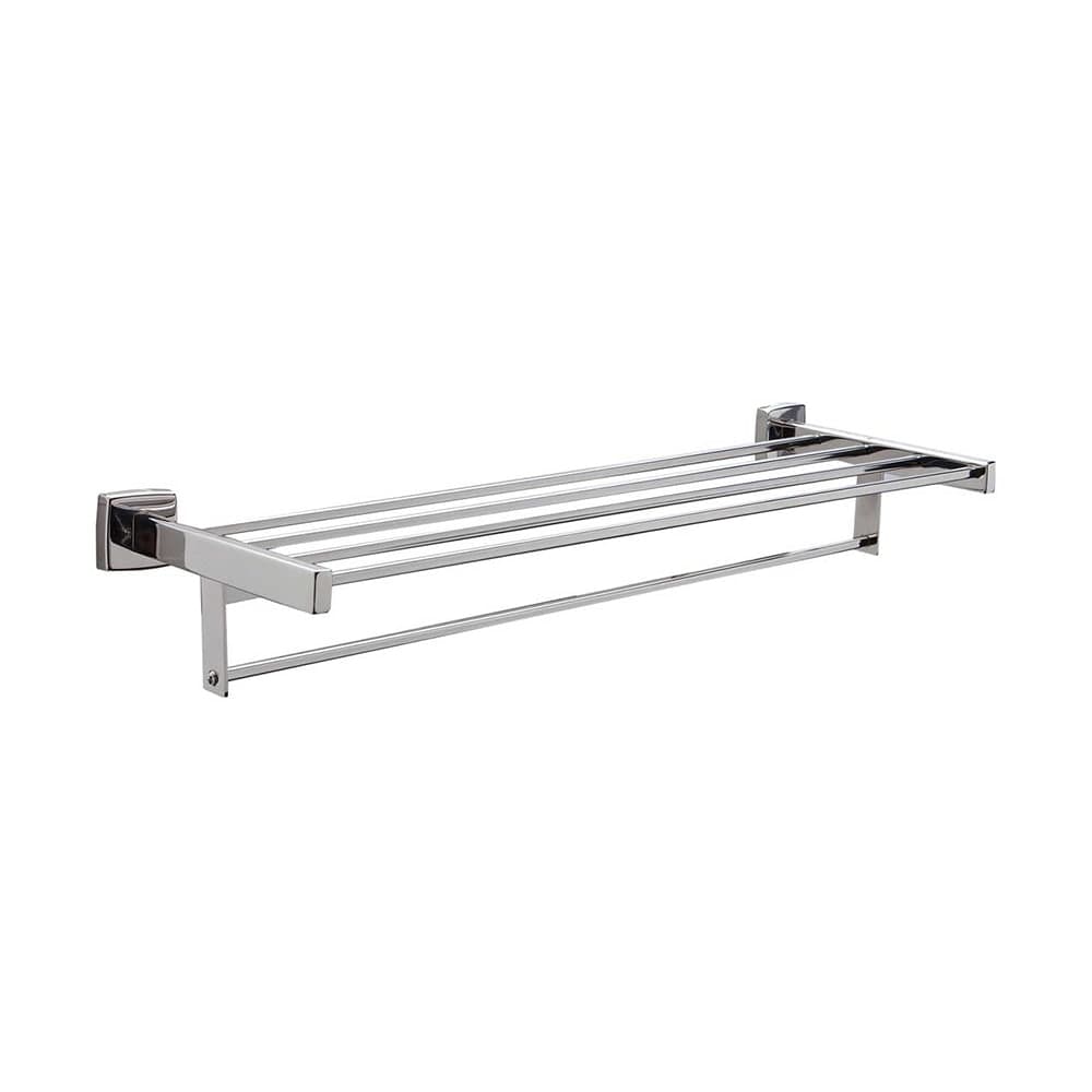 Gamco 7676X24 24" Surface Mounted Towel Shelf w/ Bar - Round, Stainless Steel, Bright Finish