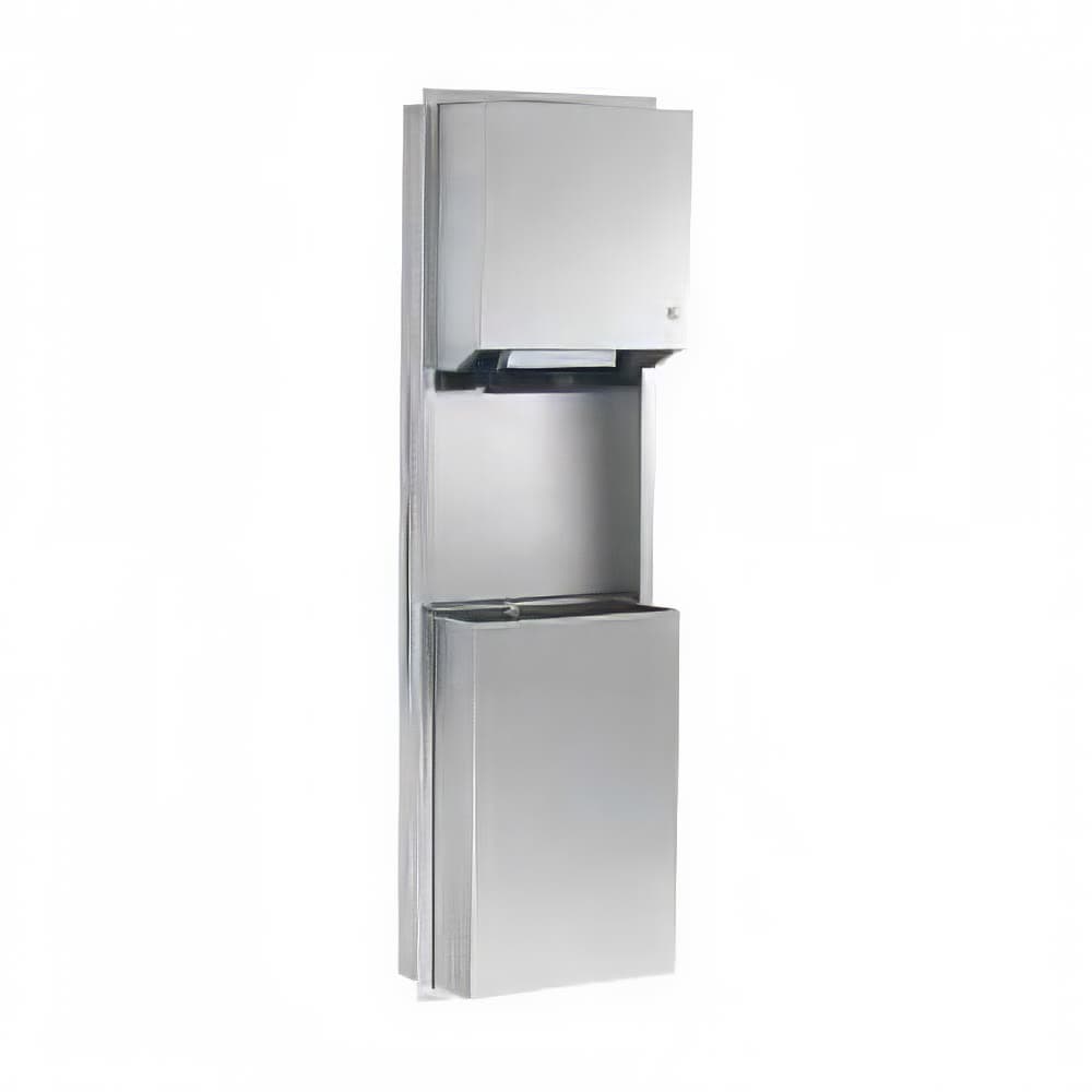 Bobrick TW-14RP 12 gallon Semi Recessed Bathroom Trash Can w/ Paper Towel Dispenser, Stainless Steel