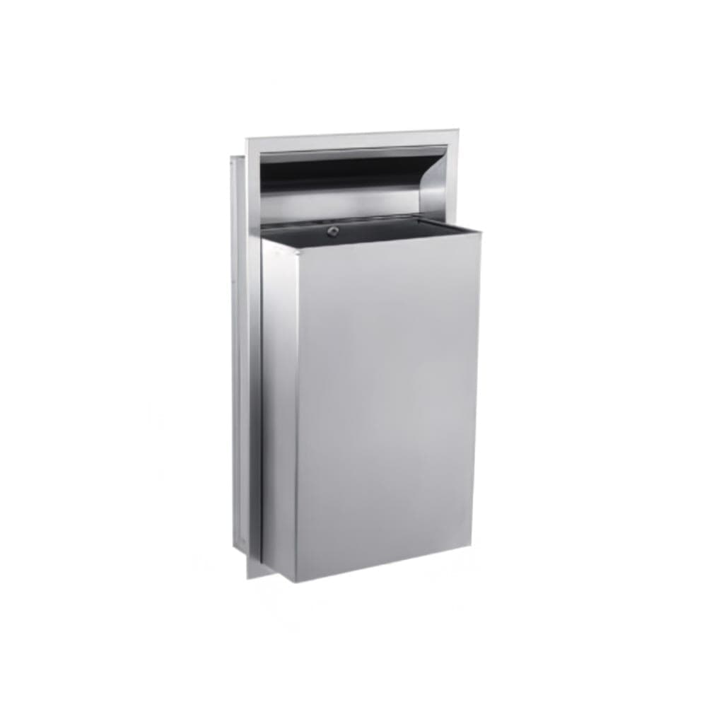Gamco WR-6 12 Gallon Recessed Bathroom Trash Can, Satin Stainless