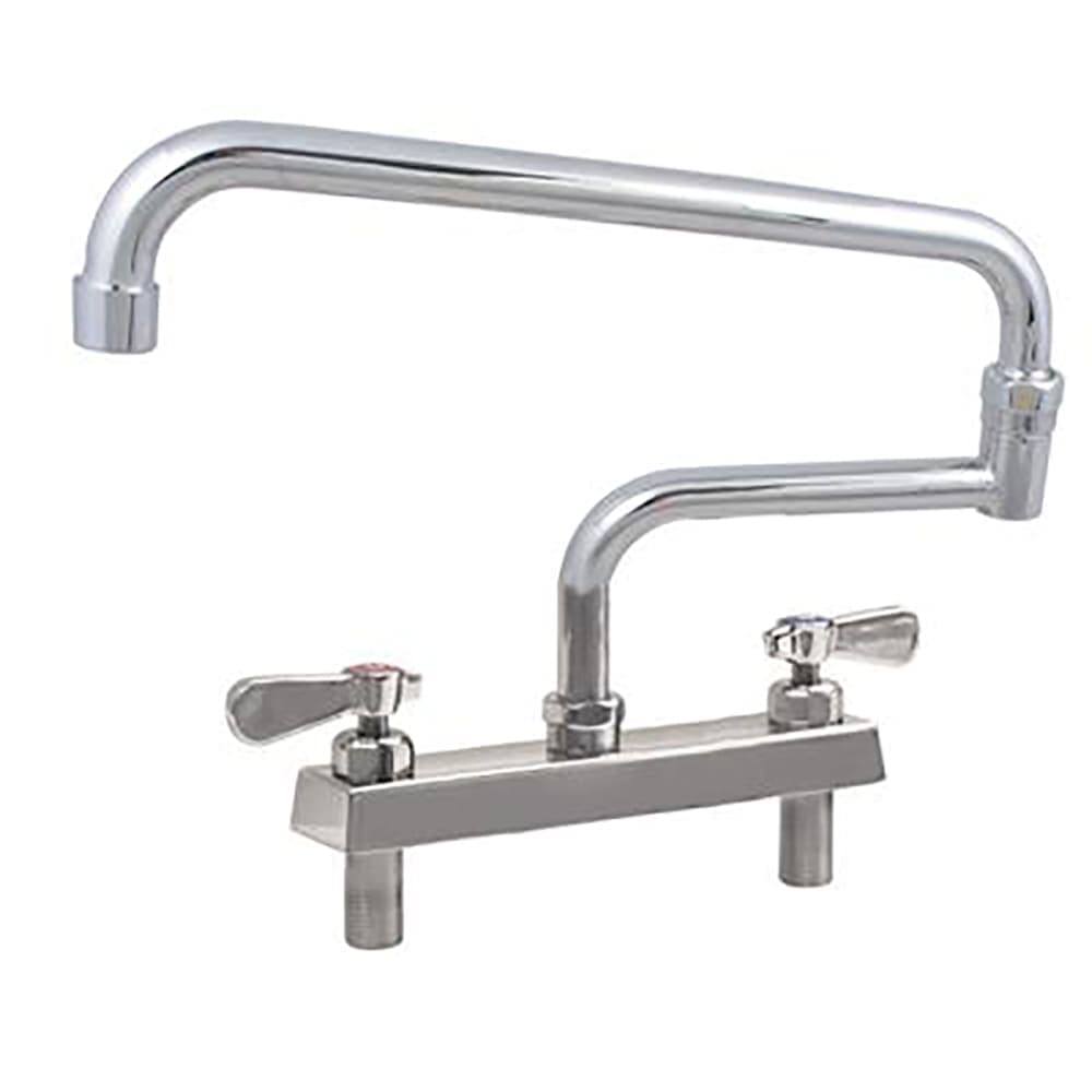 BK Resources EVO-8DM-18 Deck Mount Faucet w/ 18" Double Jointed Swing Spout & 8" Centers