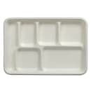 Fineline Rectangular Disposable Tray w/ (6) Compartments - 12 7/10" x 8 7/10" , Bagasse, White (43RCT128S6) thumbnail 4