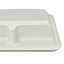 Fineline Rectangular Disposable Tray w/ (6) Compartments - 12 7/10" x 8 7/10" , Bagasse, White (43RCT128S6) thumbnail 6