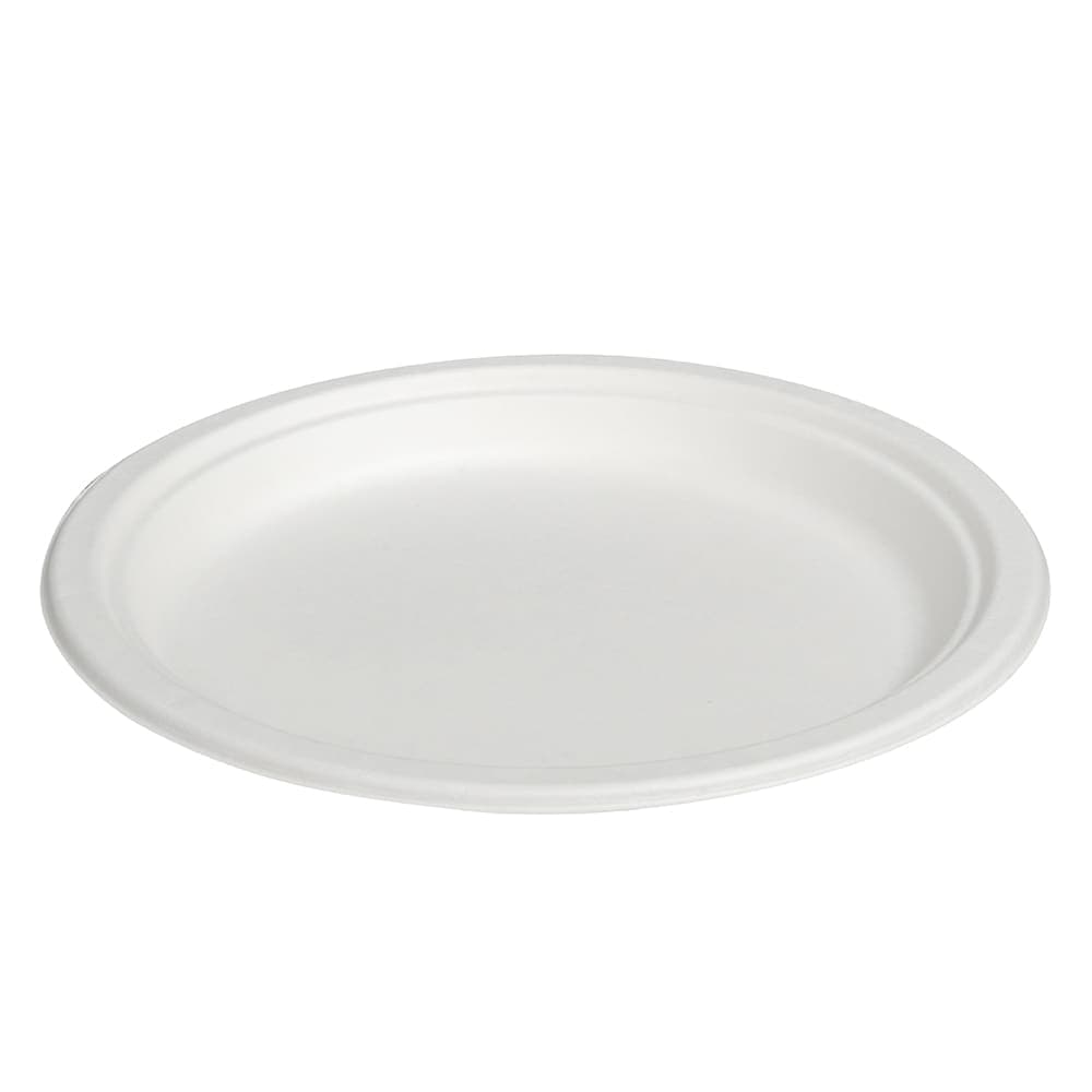 Fineline 9" Round Disposable Plate - Baggase, White (43RP09)
