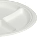 Fineline 9" Round Disposable Plate w/ (3) Compartments - Baggase, White (43RP09S3) thumbnail 2
