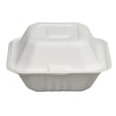 Fineline Disposable Hinged Container - 6"L x 6"W x 3 1/10" H, Bagasse, White (43SH6) thumbnail 2