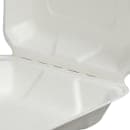 Fineline Disposable Hinged Container - 8"L x 8"W x 2 1/2"H, Bagasse, White (43SH8) thumbnail 4