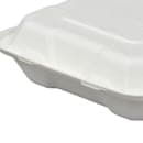 Fineline Disposable Hinged Container - 8"L x 8"W x 2 1/2"H, Bagasse, White (43SH8) thumbnail 7