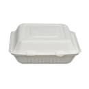 Fineline Disposable Hinged Container - 9"L x 9"W x 3 1/10" H, Bagasse, White (43SHD9) thumbnail 2