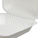 Fineline Disposable Hinged Container - 9"L x 9"W x 3 1/10" H, Bagasse, White (43SHD9) thumbnail 4