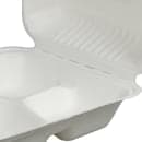 Fineline Disposable Hinged Container w/ (3) Compartments - 9"L x 3 1/10" H, Bagasse, White (43SHD9S3) thumbnail 4