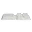 Fineline Disposable Hinged Container w/ (3) Compartments - 9"L x 3 1/10" H, Bagasse, White (43SHD9S3) thumbnail 7
