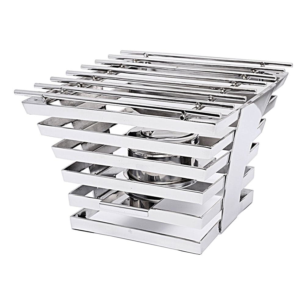 Eastern Tabletop 1710 10" Square Escalate Riser w/ Sterno Holder - 6 1/2"H, Stainless Steel