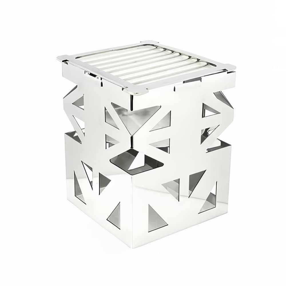 Eastern Tabletop 1742 8" Square Lexus Riser w/ Sterno Holder - 10"H, Stainless Steel