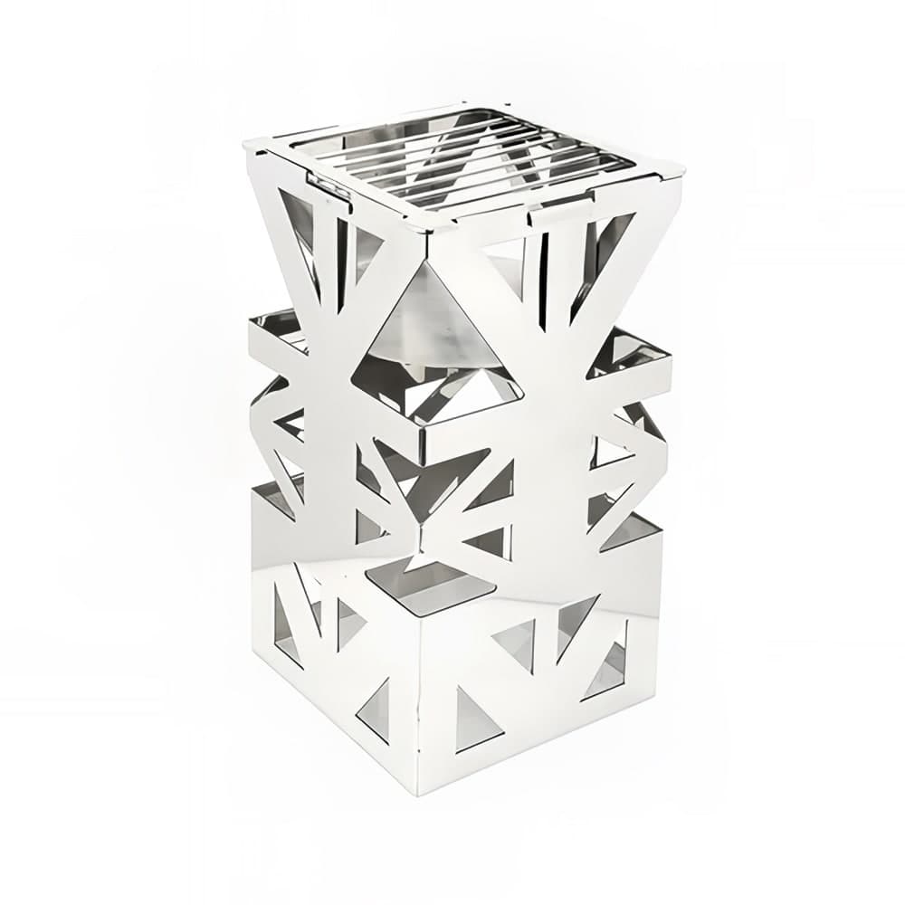 Eastern Tabletop 1743 8" Square Lexus Riser w/ Sterno Holder - 15"H, Stainless Steel