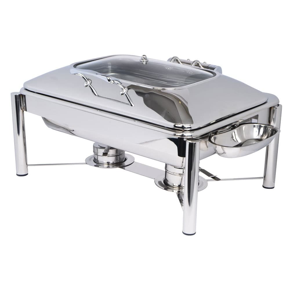 Eastern Tabletop 3935GPL 8 qt Oblong Induction Chafer w/ Hinged Glass Lid, Stainless Steel