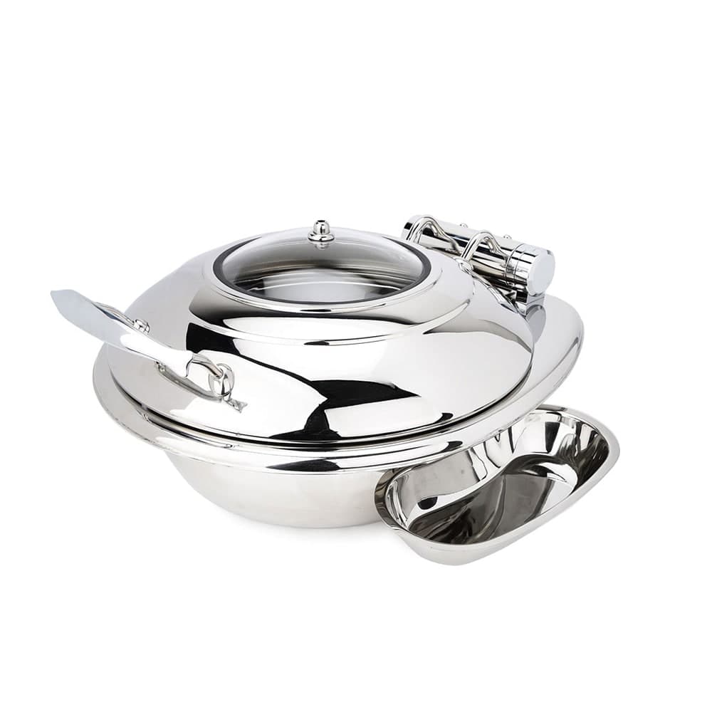 Eastern Tabletop 3939G 4 qt Round Induction Chafer w/ Hinged Glass Lid, Stainless Steel