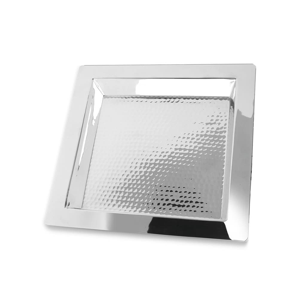 Eastern Tabletop 5415H 15" Square Brooklyn Collection Tray, Hammered Stainless Steel